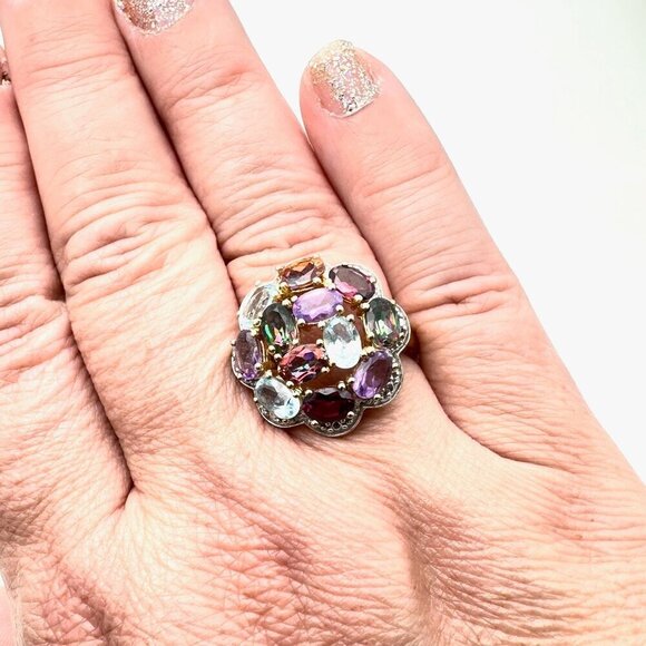 CID Clyde Duneier Womens Ring Sterling Silver Multi Gemstone Alexandrite Size 9 - Picture 3 of 10